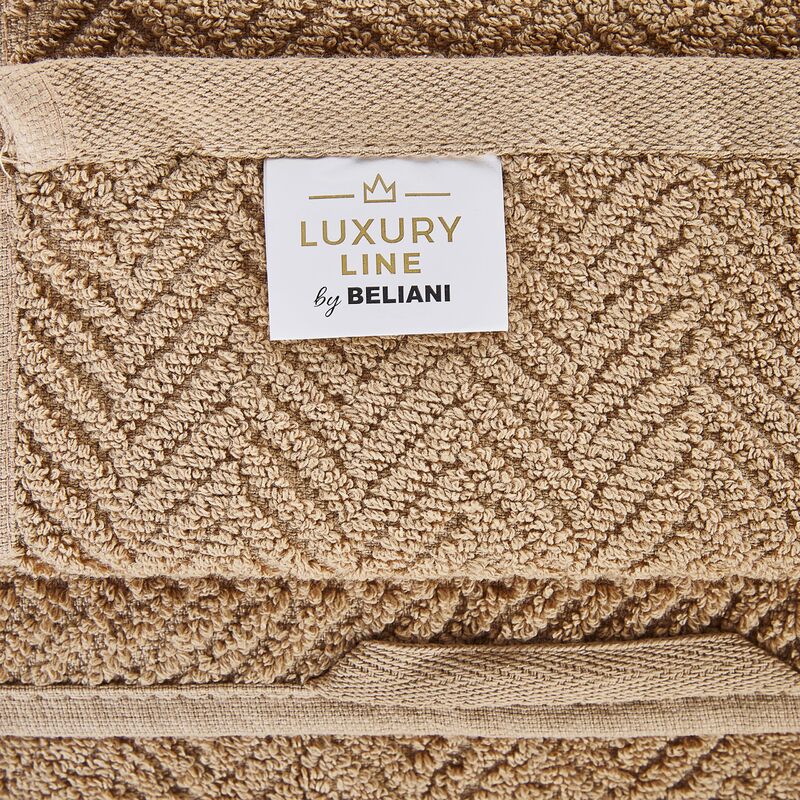 Luxus Handtuch Set mit Modern Badematte Baumwolle Mitiaro beige Frottee 9-teilig