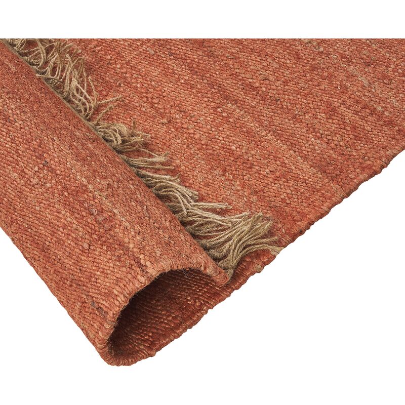 Teppich Baumwolle rot 140 x 200 cm mit Quasten NIGDE 