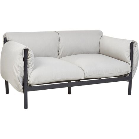 Lounge Set 3-teilig Aluminium schwarz / grau 2-Sitzer Sofa & 2 Sessel  Esperia