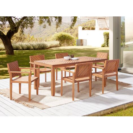 Gartentisch Hellbraun Akazienholz 180 x 90 cm für 6 Personen Modern