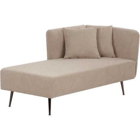 Chaiselongue Beige Stoffbezug Rechtsseitig mit Kissen Armlehne