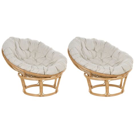 Gartensessel 2er Set mit Auflagen SALVO Rattan Naturfarben (1/5)