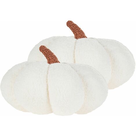 Set aus 2 KürbisKissen Weiß Bouclé ⌀ 28 cm Wurfkissen Halloween