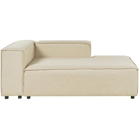 Chaiselongue Beige Leinen Linksseitig ModulRécamiere mit Niedriger