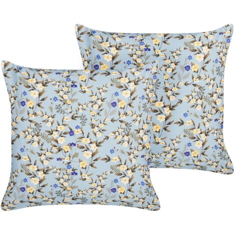 Gartenkissen 2er Set Blau Stoffbezug mit Füllung 45 x 45 cm Quadratisch