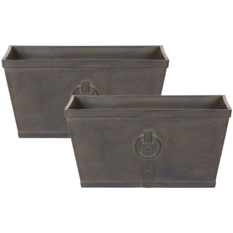 Blumentopf Braun Rechteckig LehmFaserMischung 60 x 30 x 30 cm