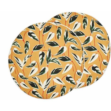 Gartenkissen gelb / bunt ⌀ Blätter 40 Taggia rund cm Muster