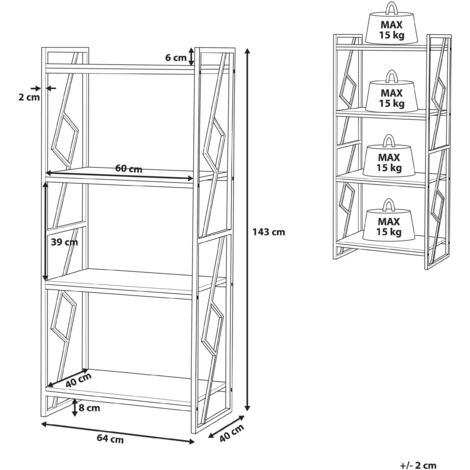 Regal Dunkler Holzfarbton Schwarz Spanplatte Metall 143 x 64 x 40 cm Industriell Trendy Praktisch 4 Fächer Viel Stauraum Wohnzimmer