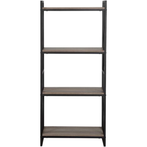 Regal Dunkler Holzfarbton Schwarz Spanplatte Metall 143 x 64 x 40 cm Industriell Trendy Praktisch 4 Fächer Viel Stauraum Wohnzimmer
