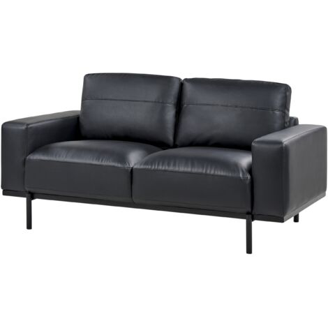 Sessel Echtleder Schwarz - Moderner Ledersessel Mit Edelstahlfüßen