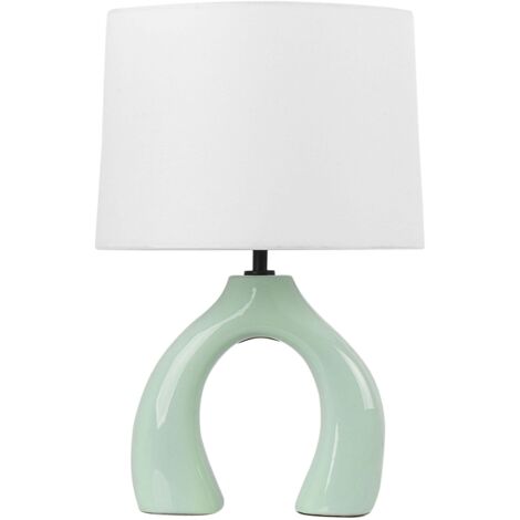 Elegant Designs LT1025-AQU Tischlampe – Leder & Stoff, Rosa/weiß, 53 Cm Hoch