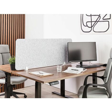 Schreibtisch Trennwand Hellgrau Stoff PET Kunststoff 130 x 50 cm zum