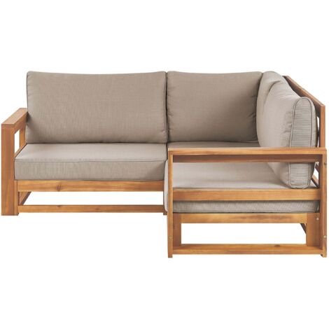 Garten Ecksofa 2-Sitzer TIMOR modular zertifiziertes Akazienholz Hellbraun