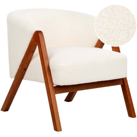 Moderner Sherpa Sessel - Gemütlicher Ohrensessel Mit Metallbeinen Weiß