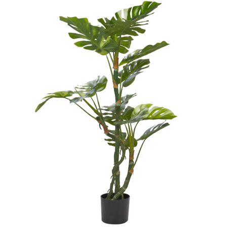 Kunstpflanze Grün und Schwarz Kunststoff 135 cm Monstera Badezimmer