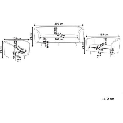 Sofa Set 3Teilig Orange Samtstoff 6Sitzer Sitzgruppe Armlehnen