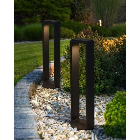 LEDPollerleuchte Schwarz Aluminium 60 cm Hoch Modern mit Montageplatte