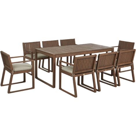 Gartenmöbel Set 8Sitzer Dunkelbraun Akazienholz Tisch mit 8 Stühlen
