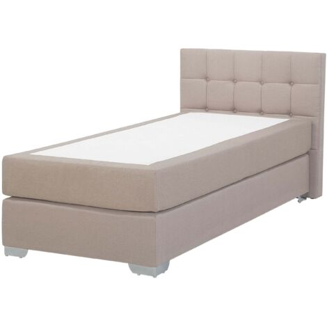 Bett Polsterbezug Grau 160 x 200 cm Mit Taschenfederkernmatratzen Leinenoptik Quadratischen Steppnähte Hohe Kopfteil Elegant Klassisch – Grau