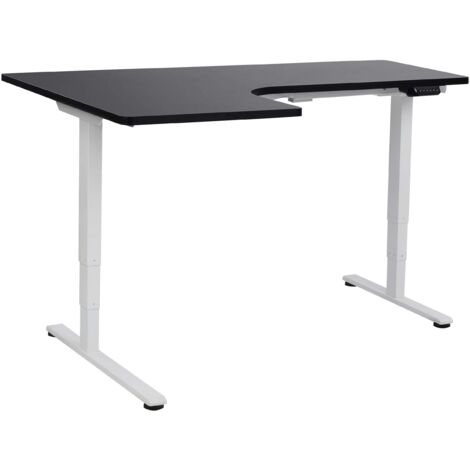 Eckschreibtisch elektrisch höhenverstellbar DESTINES Schwarz / Weiß 160 cm 109 cm linksseitig