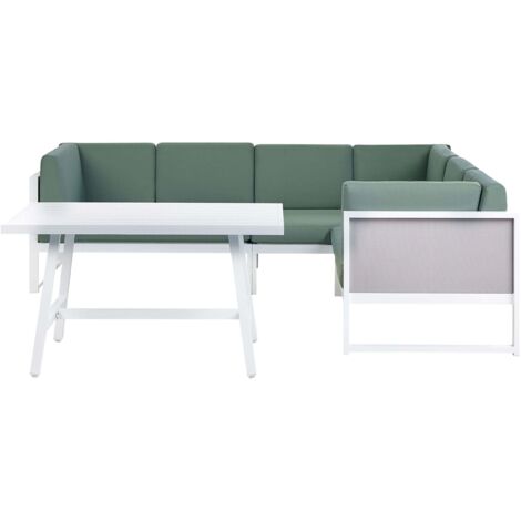 Garten Ecksofa mit Tisch 6-Sitzer CASTELLA/FRATTE linksseitig Grün Metall (1/5)