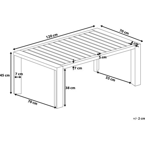 Garten Beistelltisch Weiß u. Taupe Aluminium Rechteckig 120 x 70 cm