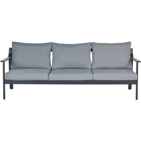 Gartensofa 3Sitzer Grau und Dunkelgrau Aluminium mit Stoffbezug