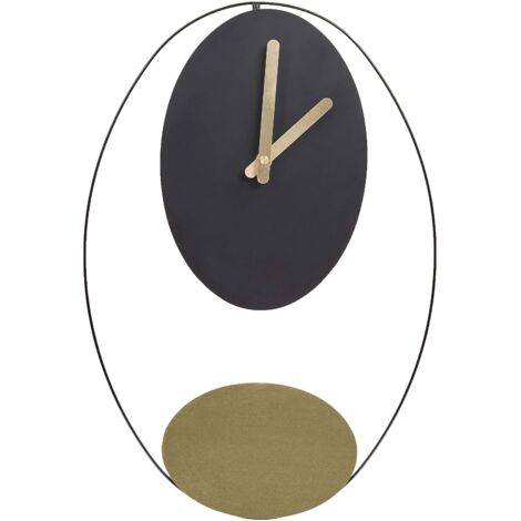 CalleaDesign Joseph Wanduhr Mit Pendel – Schwarze Retro-Uhr Für Wohnzimmer & Flur, 45x59 Cm