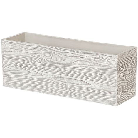 Blumentopf Weiß 42 x 13 x 15 cm LehmFaserMischung und Glasfaser in