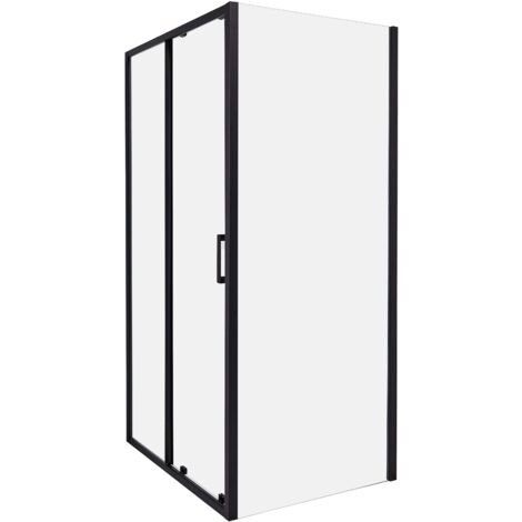 Duschkabine 80x100 Cm PVC Eckabtrennung – Doppelfalttür, Höhenverstellbar, Weiß, Made In Italy