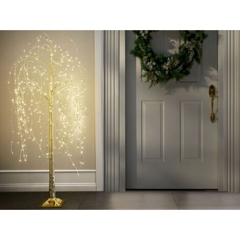 Outdoor Weihnachtsbaum Gold mit LED Lichtern Zweige 180 cm für Garten Außenbereich Indoor Weihnachtsdekoration