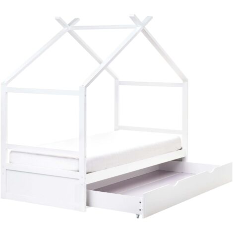 FEEOHOME Kinderbett 90x200cm - Prinzessinnenbett Mit LED, Schublade & Krone