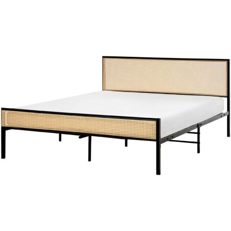 Bett mit Lattenrost Polyrattan AVANTON 160 x 200 cm Schwarz