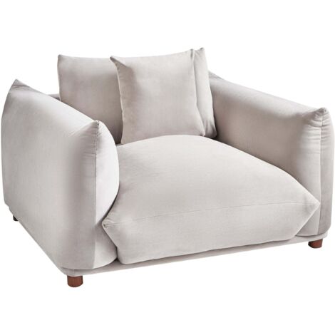 Beliani Sessel Dunkelblau Samt - Niedriger Polstersessel Mit Kissen 120cm Breite