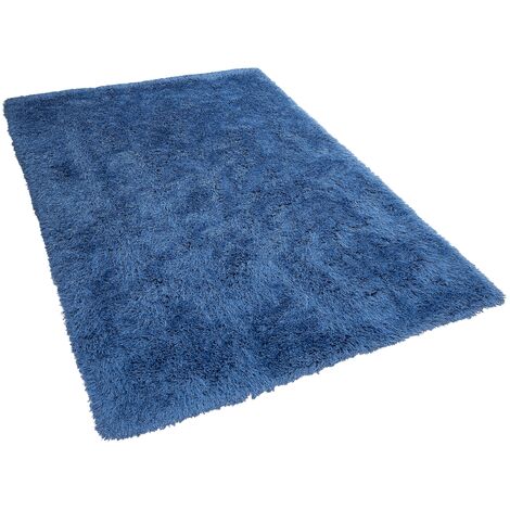 Eleganter blauer Teppich aus Polyester Hochflor 140 x 200 cm Cide