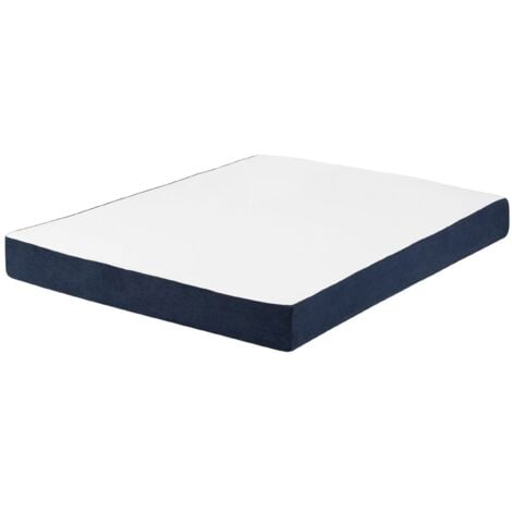 Doppelter Gel Memory Schaumstoffmatratze Weiß und Blau 160 x 200 cm Komfortabel Medium Härtegrad - Weiß