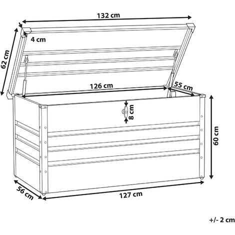 Große Metall-Gartentruhe 400 l grau Kissenbox Auflagenbox für die Terrasse  wasserdicht Aufbewahrungsbox Gartenbox Cebrosa