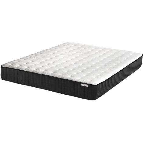 Taschenfederkernmatratze Schwarz mit Weiß 140 x 200 cm mit Latexschicht/Bezug aus Lyocell-Stoff Medium Härtegrad Langlebig Schlafzimmer Modern