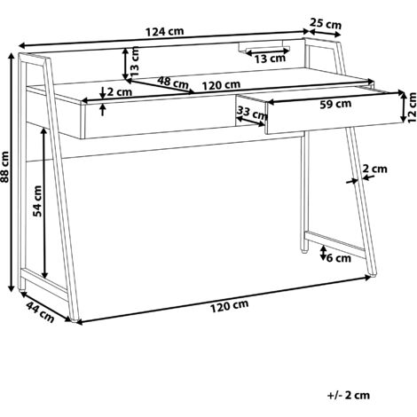 Schreibtisch dunkler Holzfarbton Spanplatte/Metall 100x50 cm 2 Schublade Büro Kinderzimmner Schule