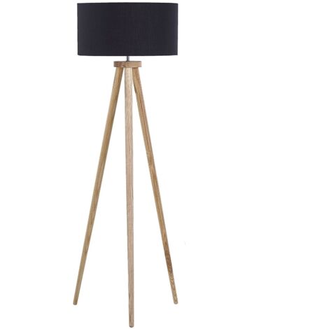 Stehlampe NITRA Eichenholz Schwarz