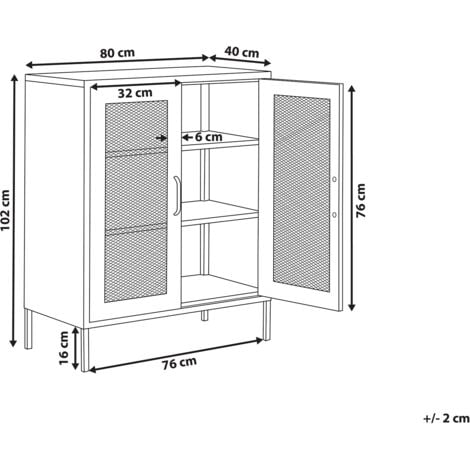 Schrank Schwarz Metall 80 x 40 x 102 cm mit 2 durchsichtigen Türen 2 Regalböden 2 Griffen Flur Schlafzimmer Küche Wohnzimmer