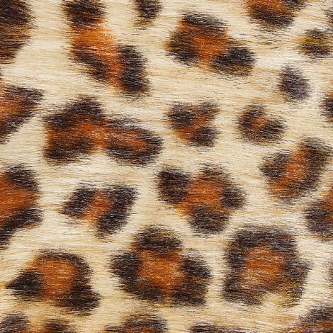 Kunstfell Teppich Braun Webpelz Stoff Leopardenmuster Fellform Pelzimitat Bettvorleger Läufer Überwurf für Sitzmöbel Sofa Couch Sessel Stühle