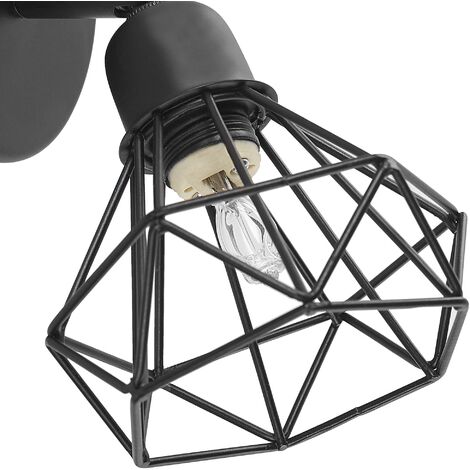 Wandleuchte Schwarz Metall 2er Set Verstellbar Diamant Form Industrie Look Moderne Wandlampe