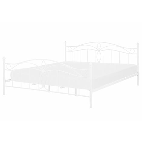 140x200 cm Schlafzimmerbett Metallbett Bettgestell Bett weiß neu Lattenrost 