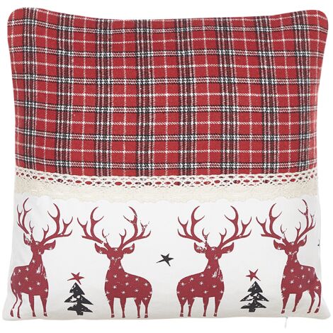 Brandsseller LED Weihnachtskissen 50x30 Cm - Beleuchtetes Dekokissen Laterne Weiß