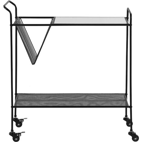 Abc HOME Living Servierwagen Verchromt, 70 Cm Hoch – 2 Ablageflächen + 1 Gitter, Klappbar, 360° Rollen, Max. 25 Kg Belastung