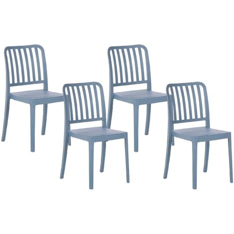 Gartenstühle im 4er Set Blau aus Kunststoff Balkon Terrasse