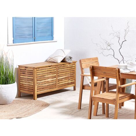 Auflagenbox Akazienholz Hellbraun 130 x 64 x 48 cm geölte Oberfläche