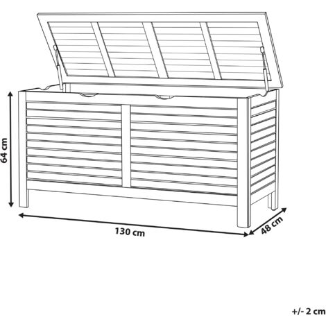 Auflagenbox Akazienholz Hellbraun 130 x 64 x 48 cm geölte Oberfläche