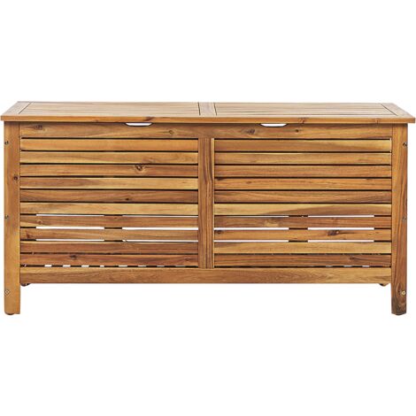 Auflagenbox Akazienholz Hellbraun 130 x 64 x 48 cm geölte Oberfläche